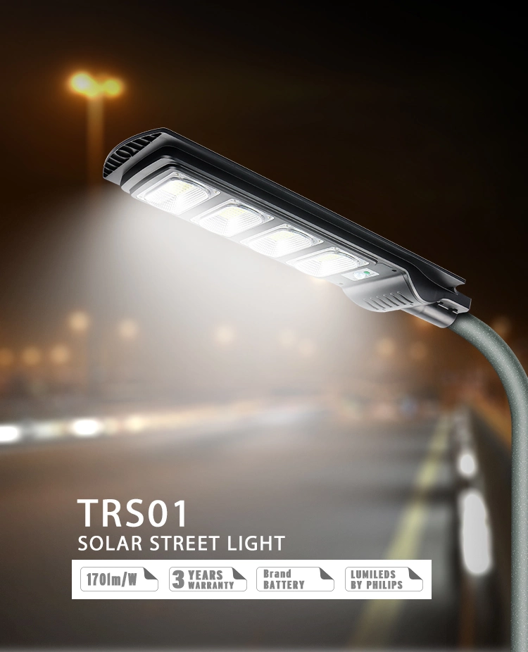 Aluminum Solar Panel Flood Road Outdoor Street Lighting Waterproof IP65 High Brightness LED Chips 50W 100W 150W 200W All in One Solar Street Light
