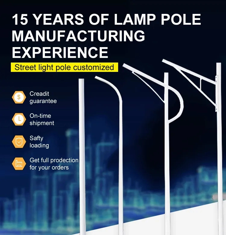 Outdoor 6m 8m 10m 12m Double and Single Arm Price Galvanized Steel Solar Street Light Pole Lamp Pole