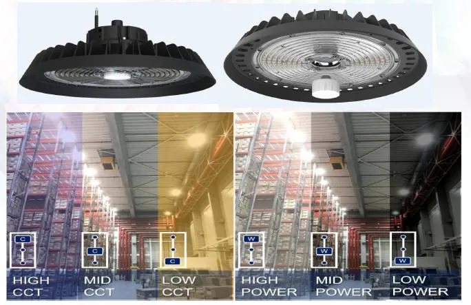 Power Swith CCT Change UFO LED High Bay Light 210lm/W 200W High-MIG-Low