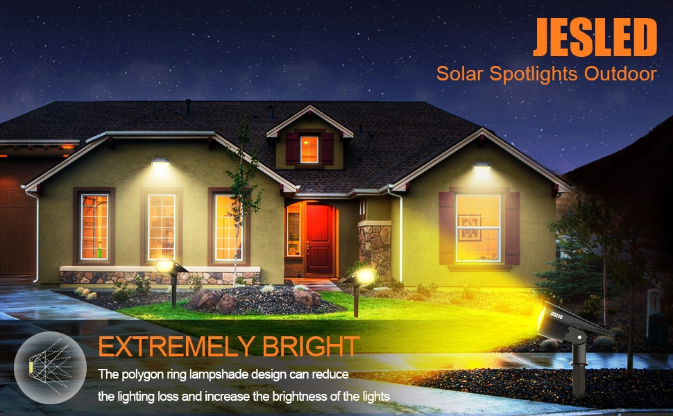 Jesled 14 LED Solar Landscape Spotlight Outdoor Lighting Wireless Wall Lamp Solar Garden Lights for Walkway