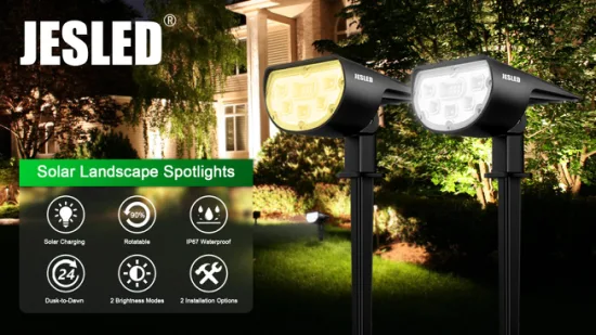 Jesled 14 LED Solar Landscape Spotlight Outdoor Lighting Wireless Wall Lamp Solar Garden Lights for Walkway
