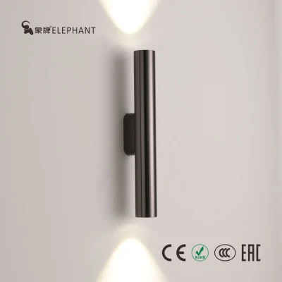 15W IP44 Wall Mounted Hallway Sconce LED Villa Hotel Building Aluminum Long Tube Electroplated Pearl Black, Gold and Sand Gold LED Wall Light